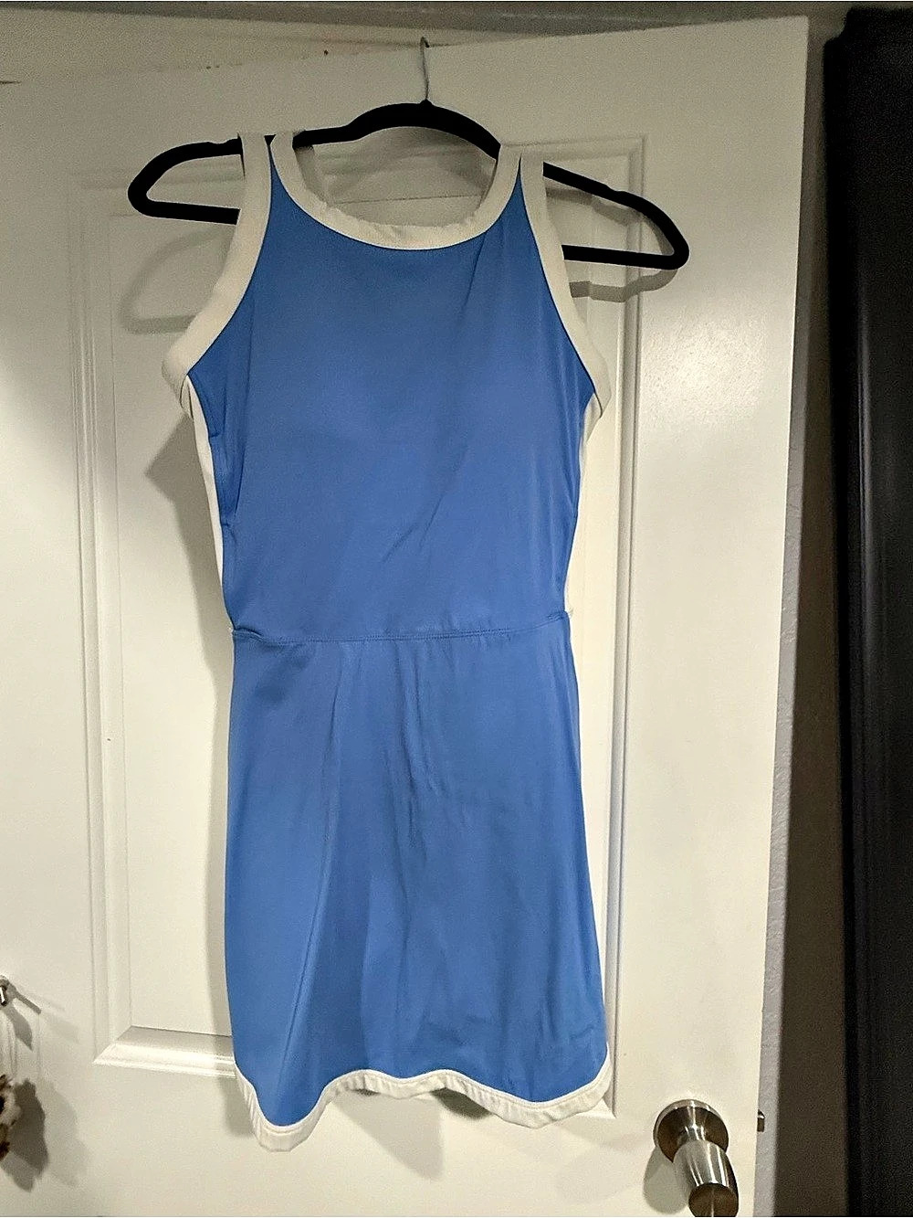 Fisoew Womens Tennis Mini Dress with Built-in Shorts & Bra Blue & White Medium